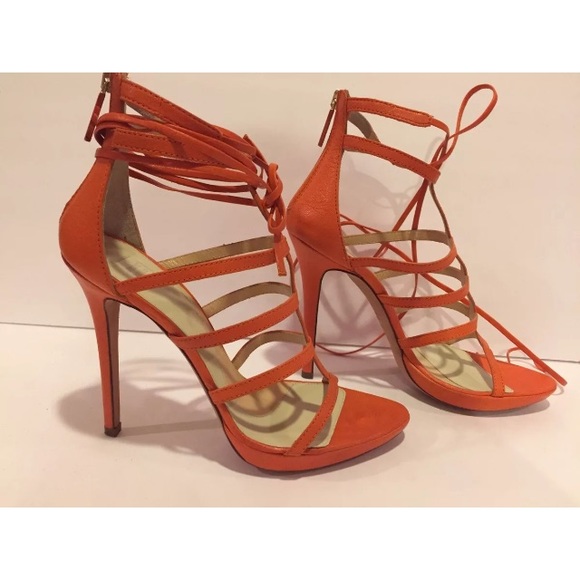 Herve Leger Talor strappy sandals heels orange 37 - Picture 3 of 8